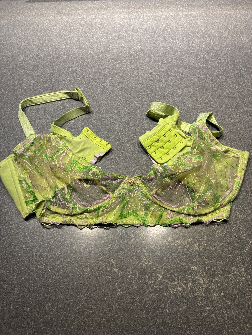 Sheer Lace Underwire Bra in Bright Lime Green